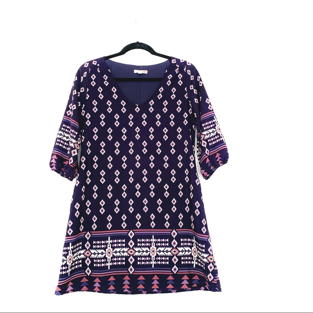 Gianna Bini Purple + Pink Geometric Shift Dress